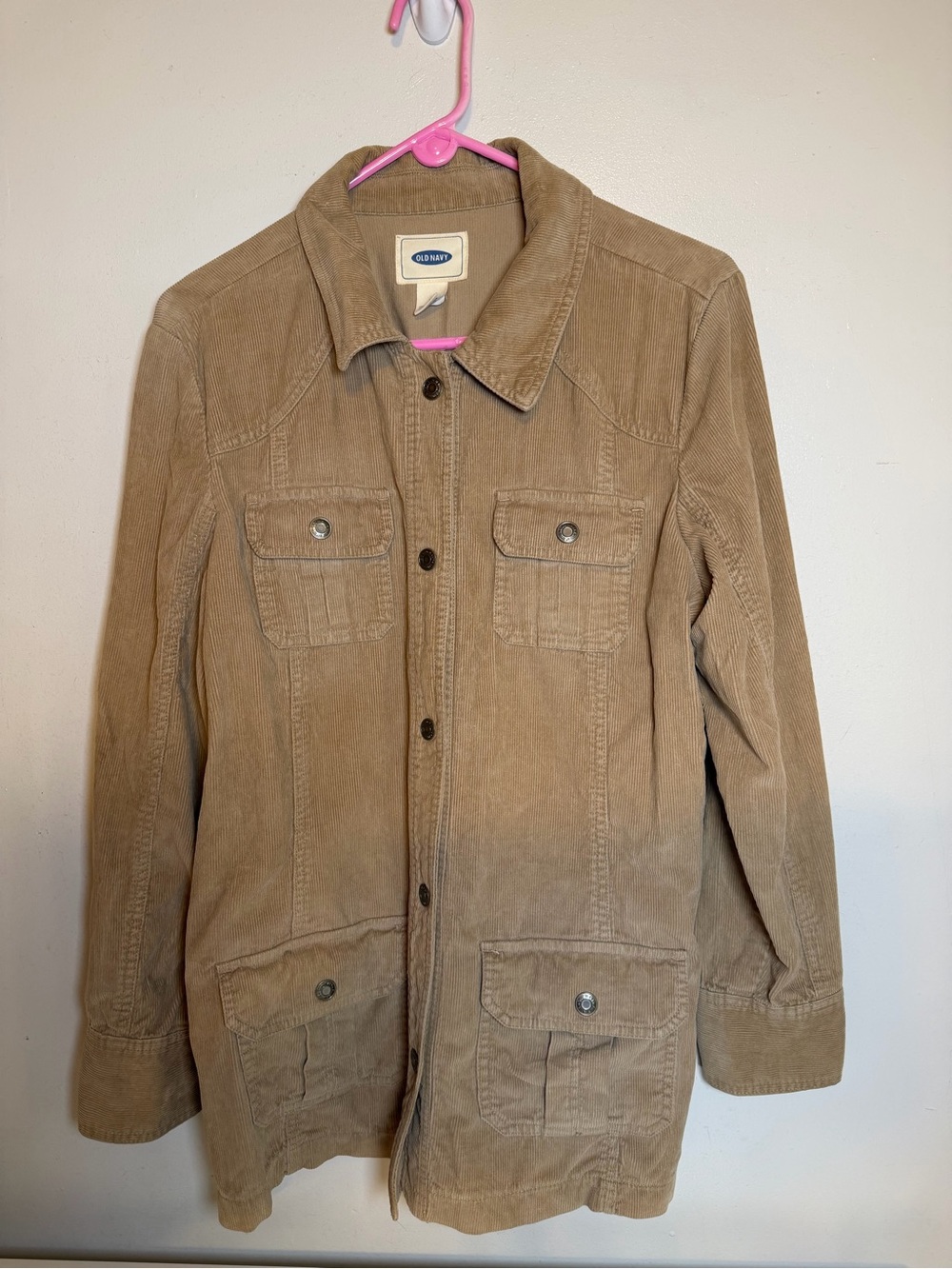 Vintage Old Navy Corduroy Jacket Y2K Tan Size XL Fall Casual Boho Pockets